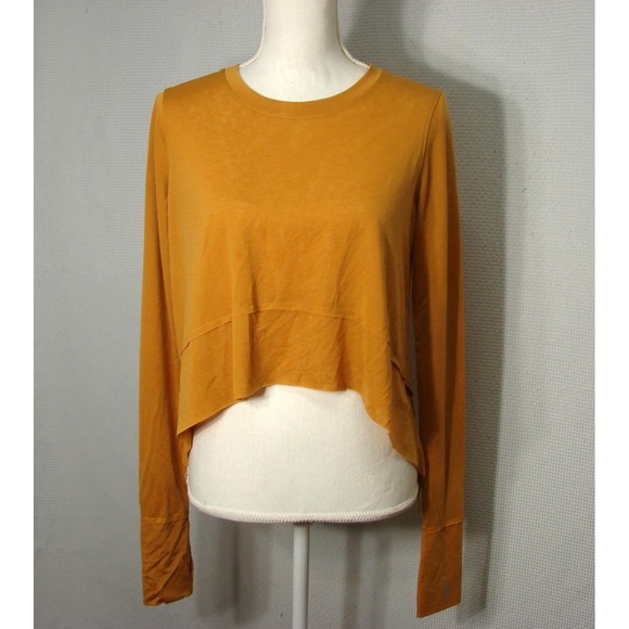 Free People Movement Tops - Free People Movement Breezy Tempo Gold Cropped Long Sleeve Shirt Top Small